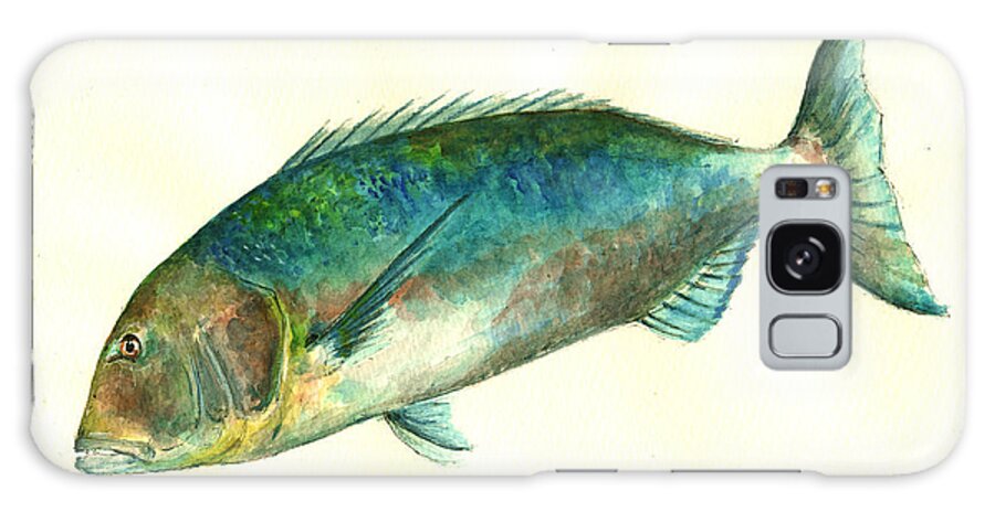 Common Dentex Galaxy Case featuring the painting Common Dentex fish painting by Juan Bosco