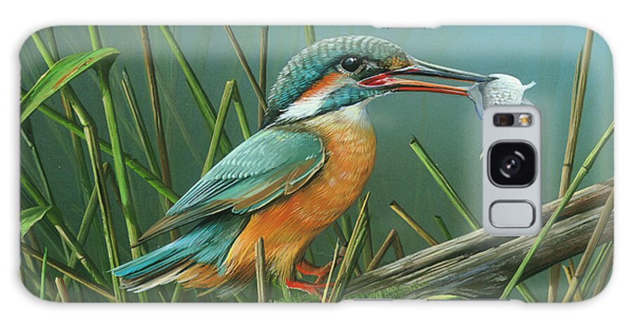 Common Kingfisher Galaxy Case featuring the painting Common Kingfisher by Mike Brown