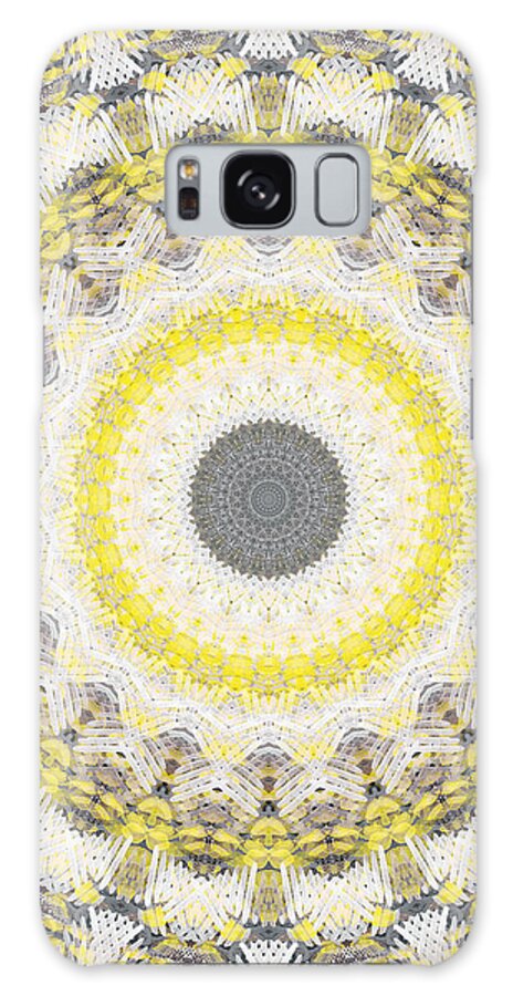 Concrete Galaxy Case featuring the painting Concrete and Yellow Mandala- Abstract Art by Linda Woods by Linda Woods