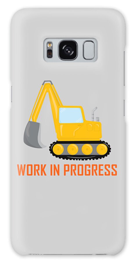 Excavator Galaxy Case featuring the digital art Construction Zone - Excavator Work In Progress Gifts - Grey Background by KayeCee Spain