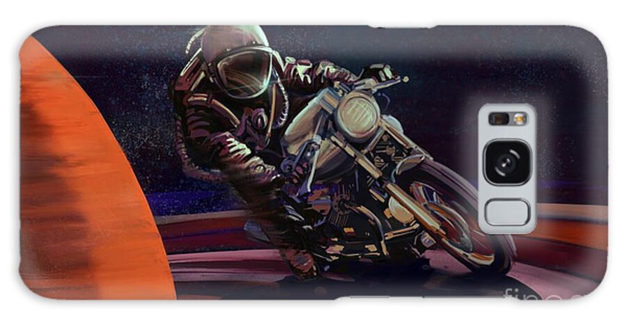 Cafe Racer Galaxy Case featuring the painting Cosmic cafe racer by Sassan Filsoof