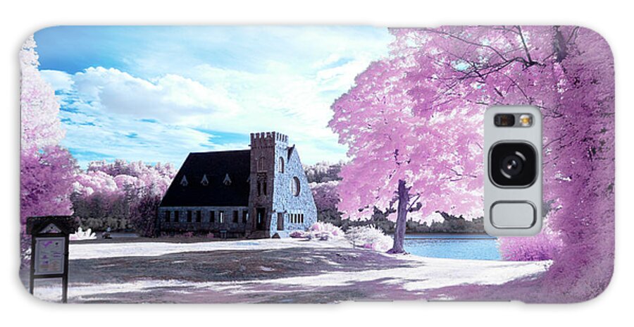 Old Stone Church West Boylston W W. Architecture Stonewall Outside Outdoors Sky Clouds Trees Bushes Brush Grass Geese Birds Newengland New England U.s.a. Usa Brian Hale Brianhalephoto Ir Infrared Infra Red Historic Galaxy Case featuring the photograph Cotton Candy Church by Brian Hale