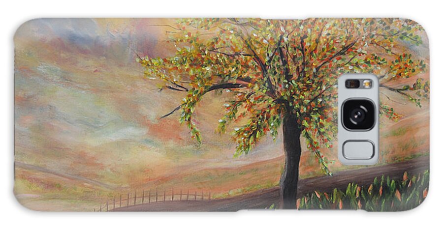 Tree Colorful With Yellows Galaxy Case featuring the painting Country Morn by Roberta Rotunda