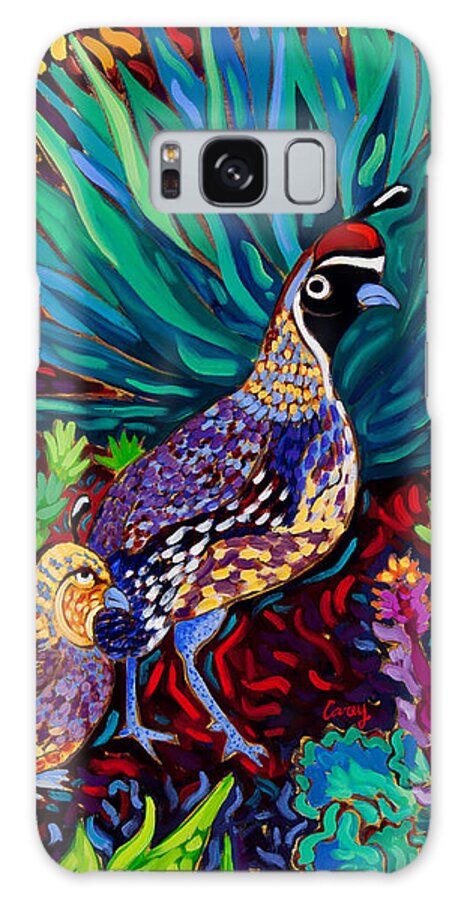 Quail Galaxy Case featuring the painting Couple of Quail by Cathy Carey