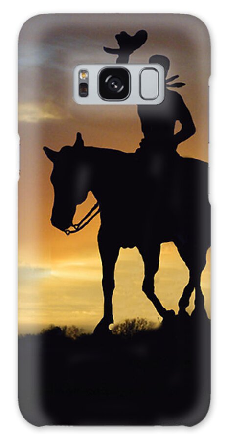 Silhouette Galaxy Case featuring the photograph Cowboy Slilouette by Linda Phelps