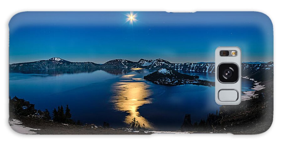 Crater Lake Galaxy S8 Case featuring the photograph Crater Lake Moonlight by Mike Ronnebeck