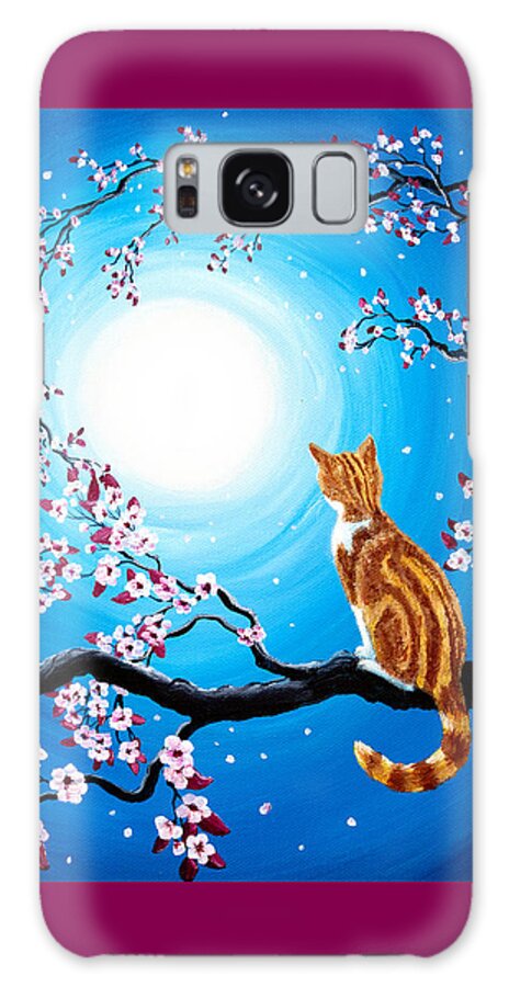 Orange Tabby Galaxy Case featuring the painting Creamsicle Kitten in Blue Moonlight by Laura Iverson