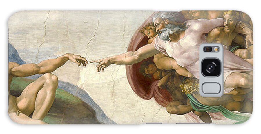 Creation Of Adam Galaxy Case featuring the painting Creation of Adam - Painted by Michelangelo by War Is Hell Store