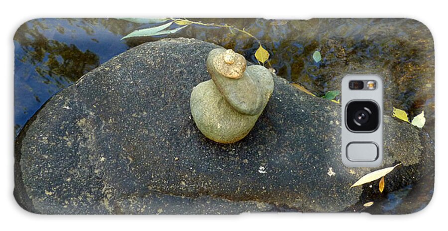 Rocks Creek Boulder Stacked Rocks Zen Simple Colorado Water Galaxy Case featuring the photograph Creek rock by George Tuffy