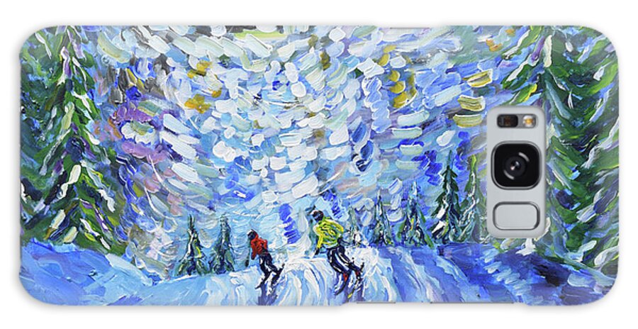 Morzine Galaxy Case featuring the painting Crocus Piste by Pete Caswell