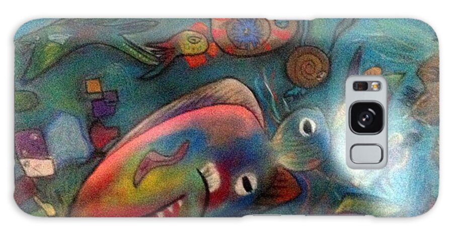 Pastel Galaxy Case featuring the pastel Cubist Fish by Andrew Blitman