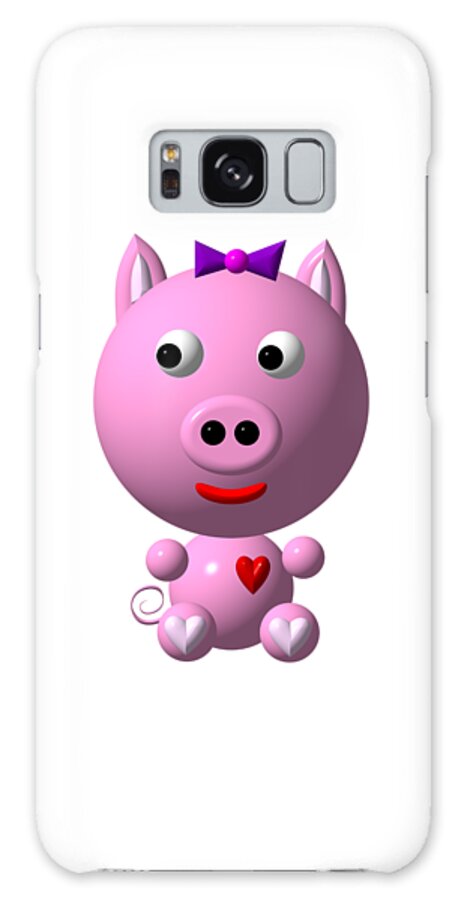 Pigs Galaxy Case featuring the digital art Cute Pink Pig with Purple Bow by Rose Santuci-Sofranko