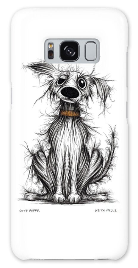 Cute Puppy Galaxy Case featuring the drawing Cute puppy by Keith Mills