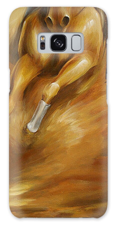 Horse Equine Rodeo Cowboy Western Cutting Galaxy Case featuring the painting Cutting Horse Closeup 1 by Dina Dargo