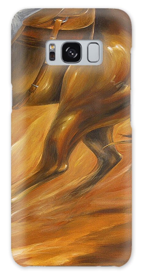 Horse Rodeo Sport Cutting Reining Western Cowboy Galaxy Case featuring the painting Cutting Horse Closeup 2 by Dina Dargo