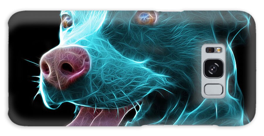 Pit Bull Galaxy Case featuring the mixed media Cyan Pit Bull Fractal Pop Art - 7773 - F - BB by James Ahn