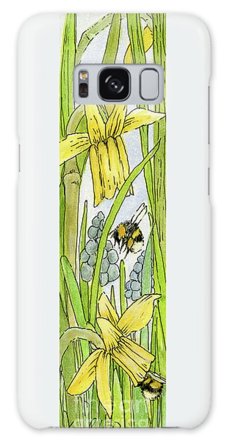 Daffodils Galaxy Case featuring the painting Daffodils and Bees by Laurie Rohner