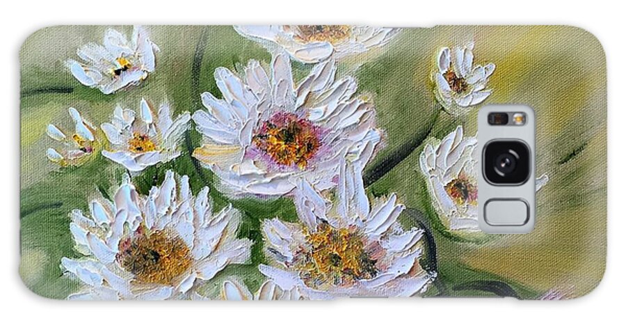 Floral Galaxy Case featuring the painting Daisies by Donna Painter