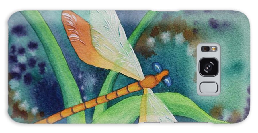 Damselfly Galaxy Case featuring the painting Damsel in Gold by Tracy L Teeter