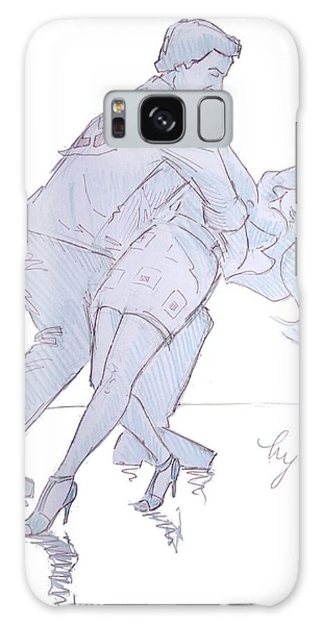 Modern Jive Galaxy Case featuring the drawing Dancing In Blue by Mike Jory