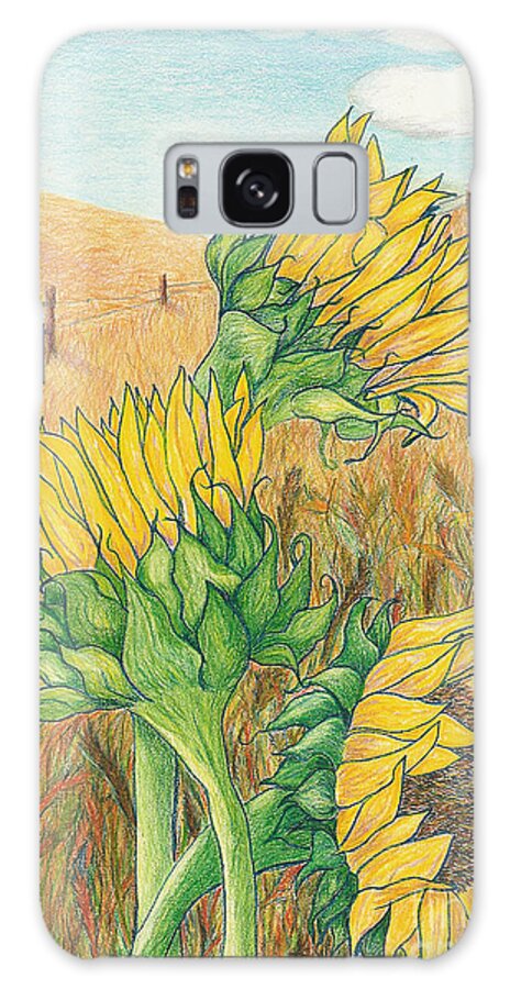 Sunflower Galaxy Case featuring the mixed media Dancing in the Breeze by Vicki Housel