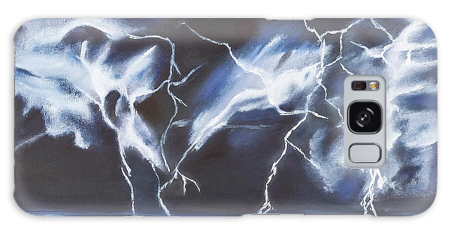 Lightning Galaxy Case featuring the painting Dancing Light by Neslihan Ergul Colley