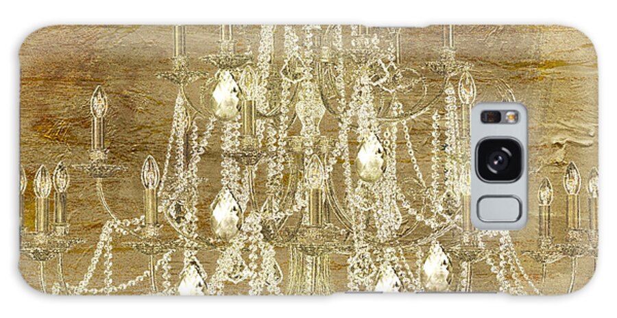 Chandelier Galaxy Case featuring the painting Lit Chandelier Gold by Mindy Sommers