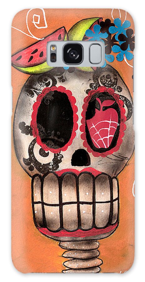 Day Of The Dead Galaxy Case featuring the painting Day of the Dead Watermelon by Abril Andrade