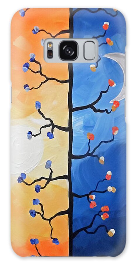 Sun Moon Galaxy Case featuring the painting Day Twists to Night by Jilian Cramb - AMothersFineArt