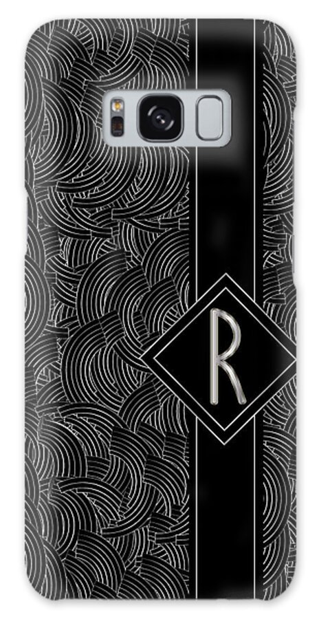Monogram Galaxy Case featuring the digital art Deco Jazz Swing Monogram ...letter R by Cecely Bloom