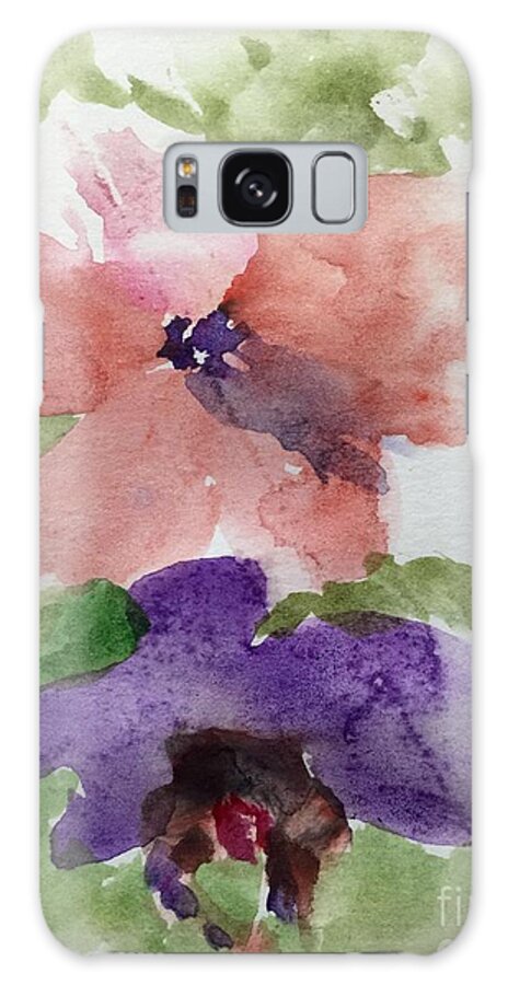 Flower Painting . Watercolor Purple Pink Galaxy Case featuring the painting Deep Within by Trilby Cole