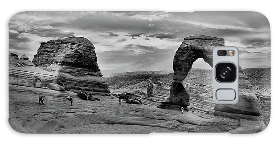 Delicate Arch Galaxy Case featuring the photograph Delicate Arch at Sunset - Black and White by Gregory Ballos
