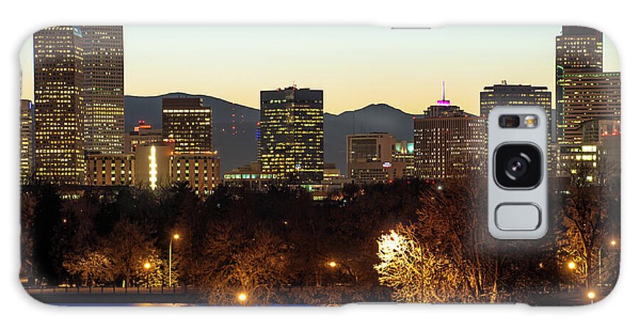 America Galaxy Case featuring the photograph Denver Skyline - City Park View - Cool Blue by Gregory Ballos
