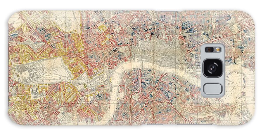 Map Of London Galaxy Case featuring the drawing Descriptive Map of London Poverty - Data Visualization Map - Map of London - Historic Map by Studio Grafiikka