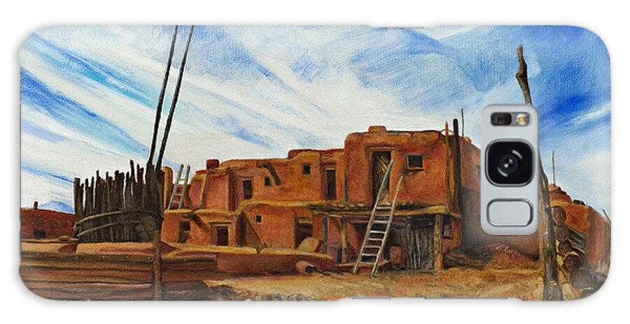 Adobe Living Galaxy S8 Case featuring the painting Desert Village New Mexico by Kathy Knopp