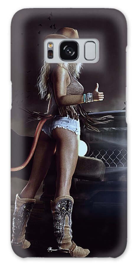 Beautiful Woman Galaxy Case featuring the digital art Devil in Blue Jeans by Shanina Conway