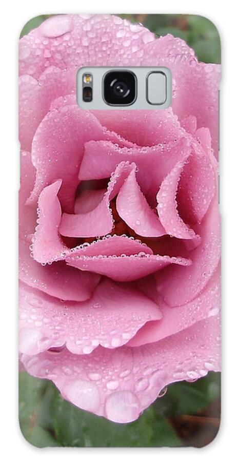 Flowers Galaxy Case featuring the photograph Dew Kissed Angel by Anjel B Hartwell