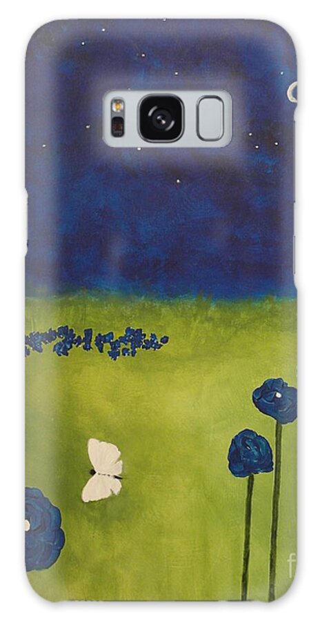 A-fine-art-painting Galaxy Case featuring the painting Diamonds in a Sapphire Sky by Catalina Walker
