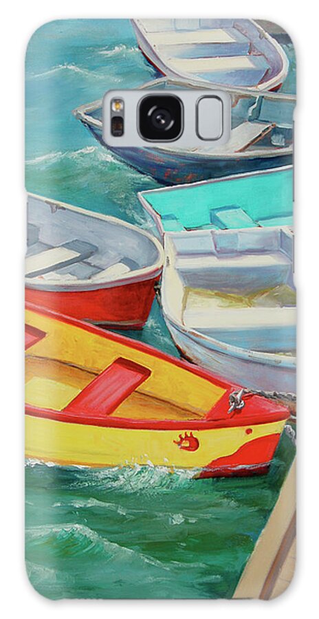 Dinghies Dockside Galaxy Case featuring the painting Dinghies Rock by Barbara Hageman