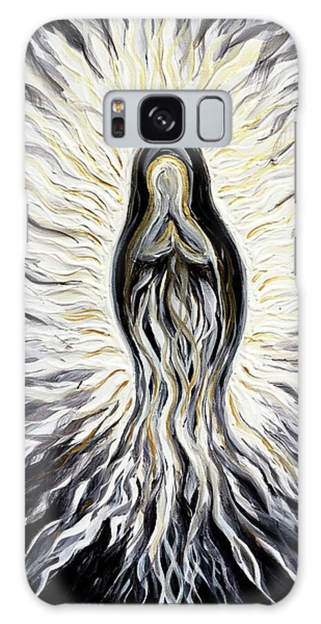 Divine Galaxy S8 Case featuring the painting Divine Mother Black and White by Michelle Pier