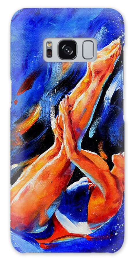 Olympic Diver Female Galaxy Case featuring the painting Diving Diva by Hanne Lore Koehler