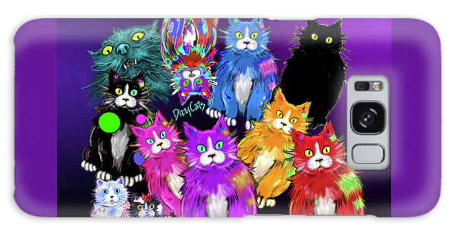 Cat Galaxy S8 Case featuring the painting DizzyCats by DC Langer