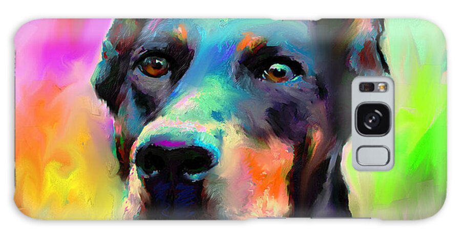 Doberman Portrait Galaxy S8 Case featuring the painting Doberman Pincher Dog portrait by Svetlana Novikova