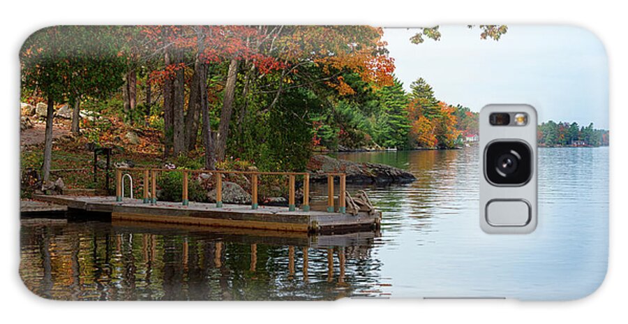 Lake Galaxy Case featuring the photograph Dock on lake in fall by Les Palenik