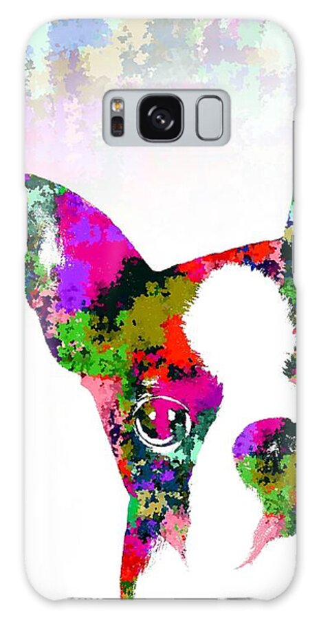 Dog Galaxy Case featuring the painting Dog 135 Boston Terrier by Lucie Dumas