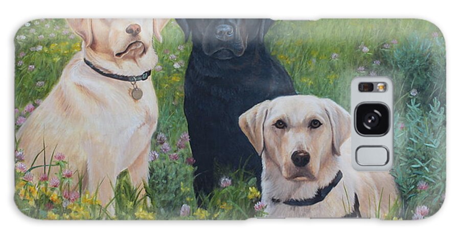 Yellow And Black Labs Galaxy Case featuring the painting Dogs With Wings by Tammy Taylor