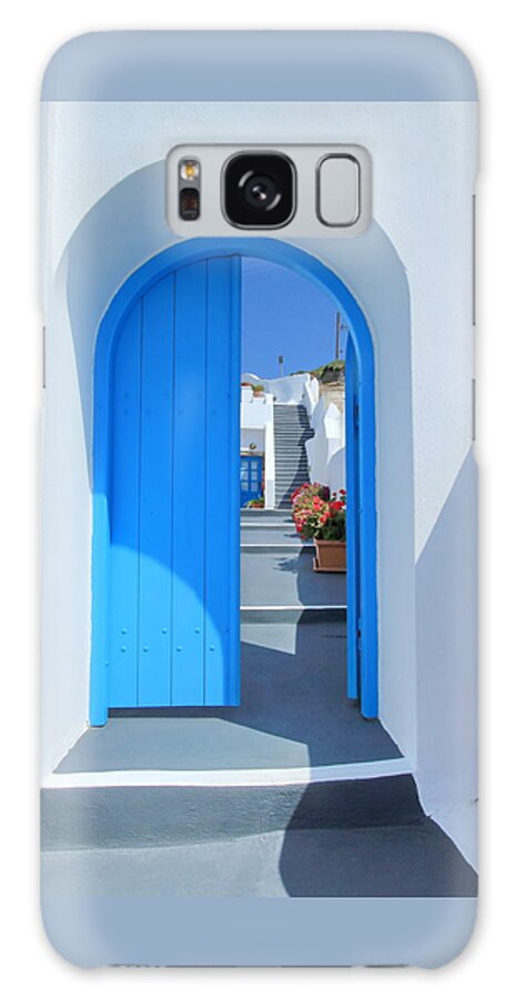 Architecture Galaxy Case featuring the photograph Door and stairs, Santorini, Greece by Elenarts - Elena Duvernay photo