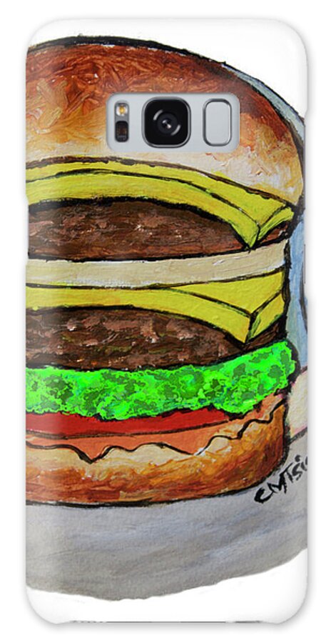 Double Cheeseburger Galaxy Case featuring the painting Double Cheeseburger by Carol Tsiatsios