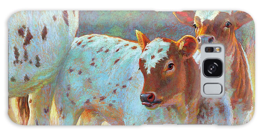 Longhorns Galaxy Case featuring the pastel Double Trouble by Rita Kirkman