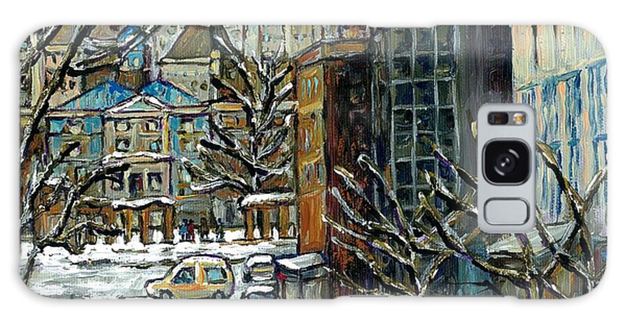 Mcgill University Galaxy Case featuring the painting Downtown Montreal Memories Winter City Scene Mcgill Paintings Canadian Art Carole Spandau      by Carole Spandau